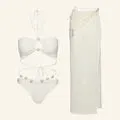 2024 Woman sexy Halterneck Pearl High Waist Bikini set Swimsuit  Swimwear Women luxury Beachwear Bathing Suit