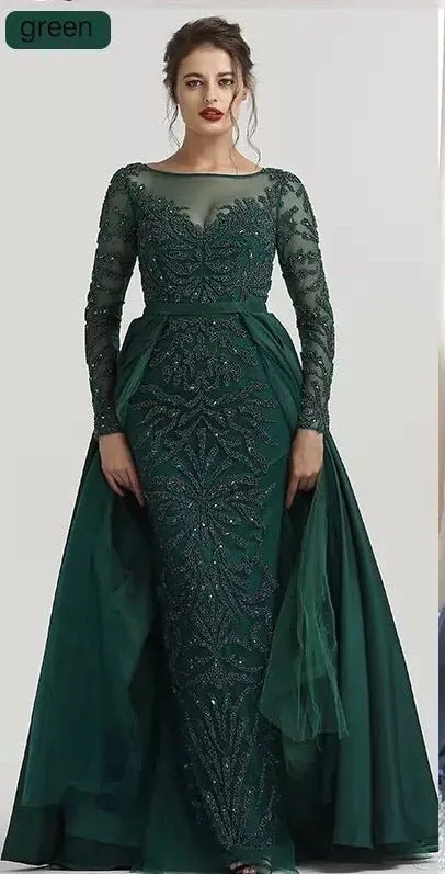 ALIA - Long Sleeves Beaded Evening Gown