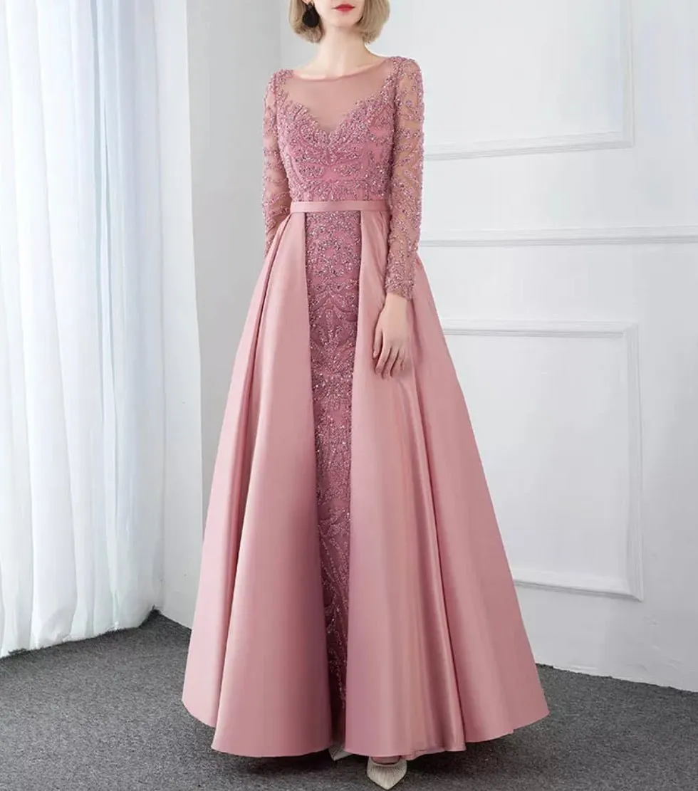 ALIA - Long Sleeves Beaded Evening Gown