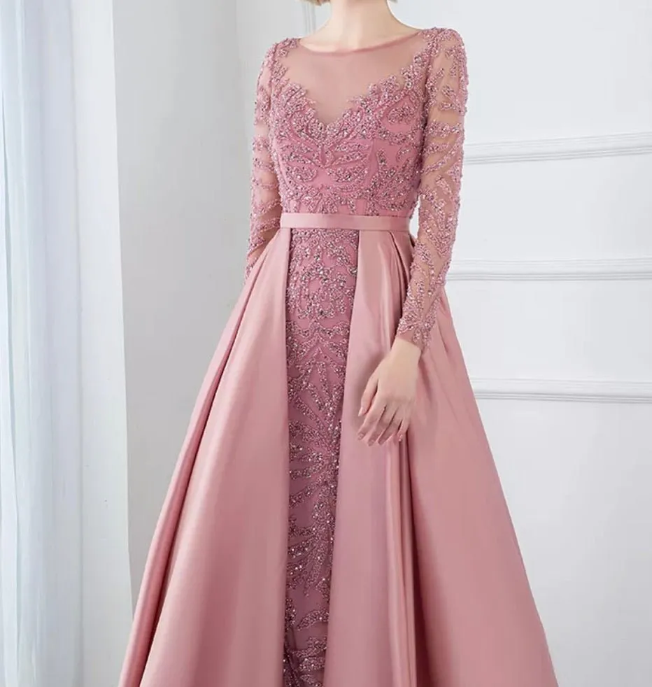 ALIA - Long Sleeves Beaded Evening Gown