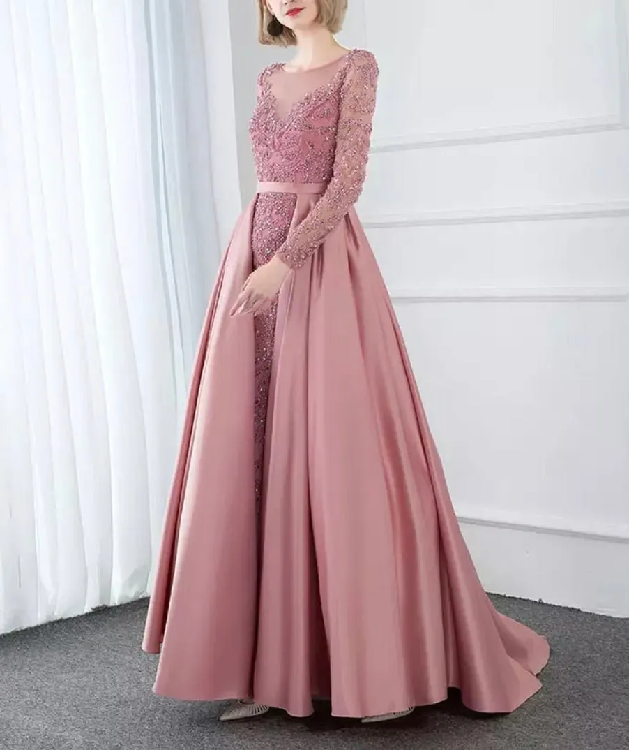 ALIA - Long Sleeves Beaded Evening Gown