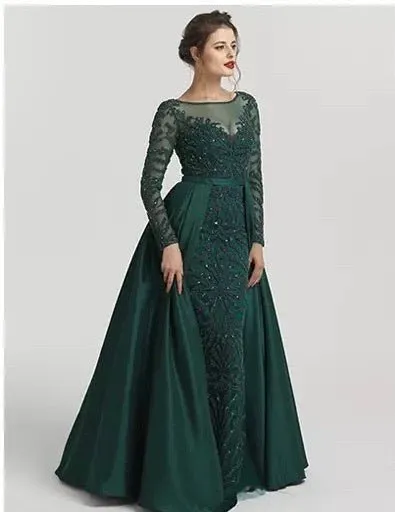 ALIA - Long Sleeves Beaded Evening Gown