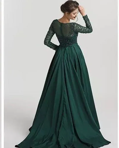 ALIA - Long Sleeves Beaded Evening Gown