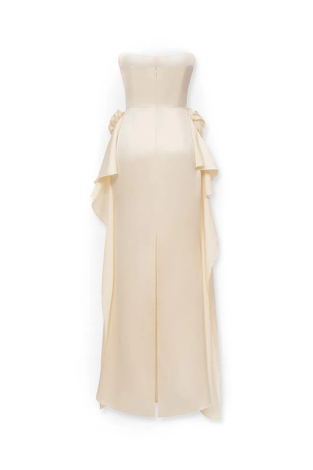 Alina Sheath Draped Silk Satin Floor Length Dress