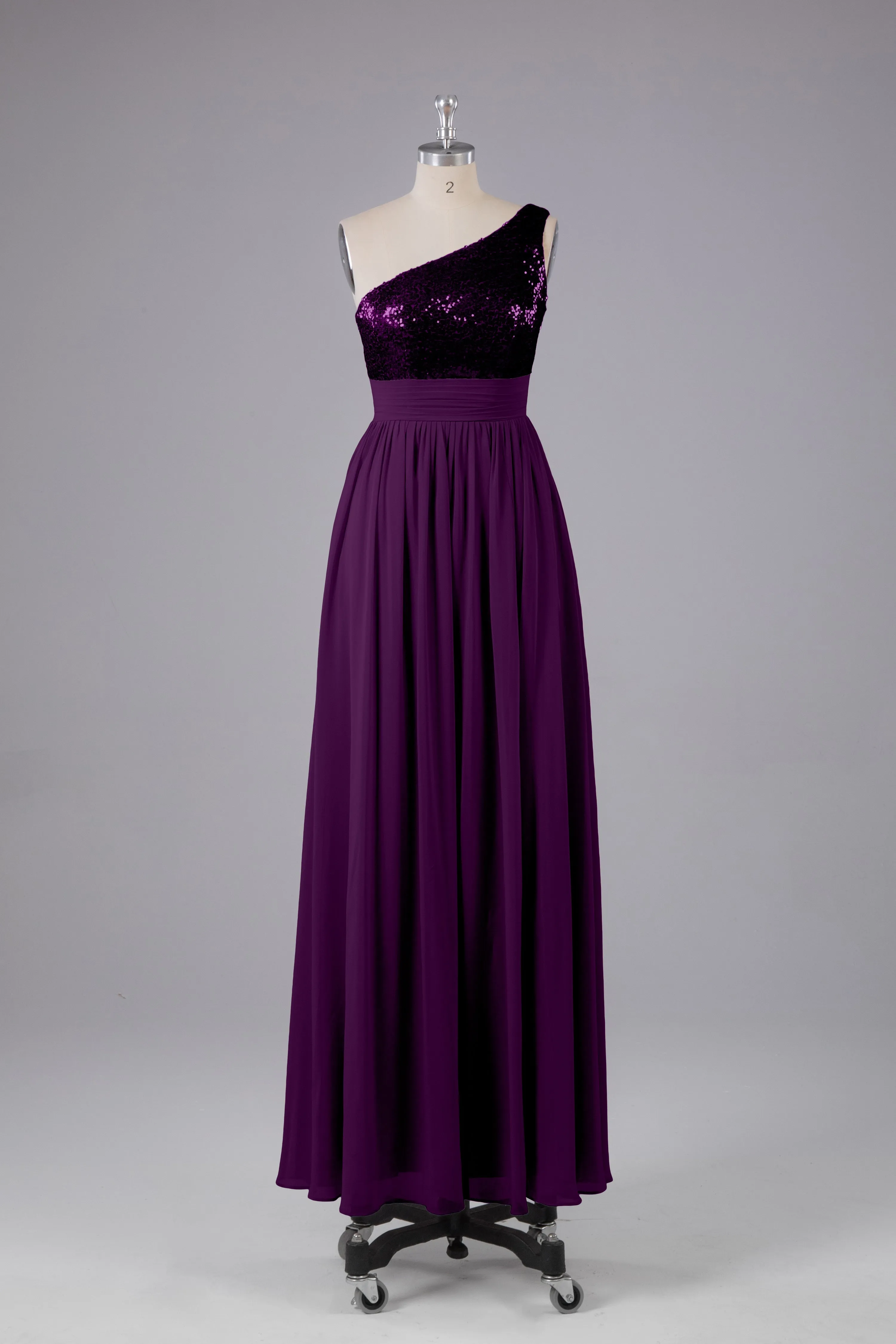 Beautiful  Sequins One-Shoulder Bridesmaid Dress with Pockets