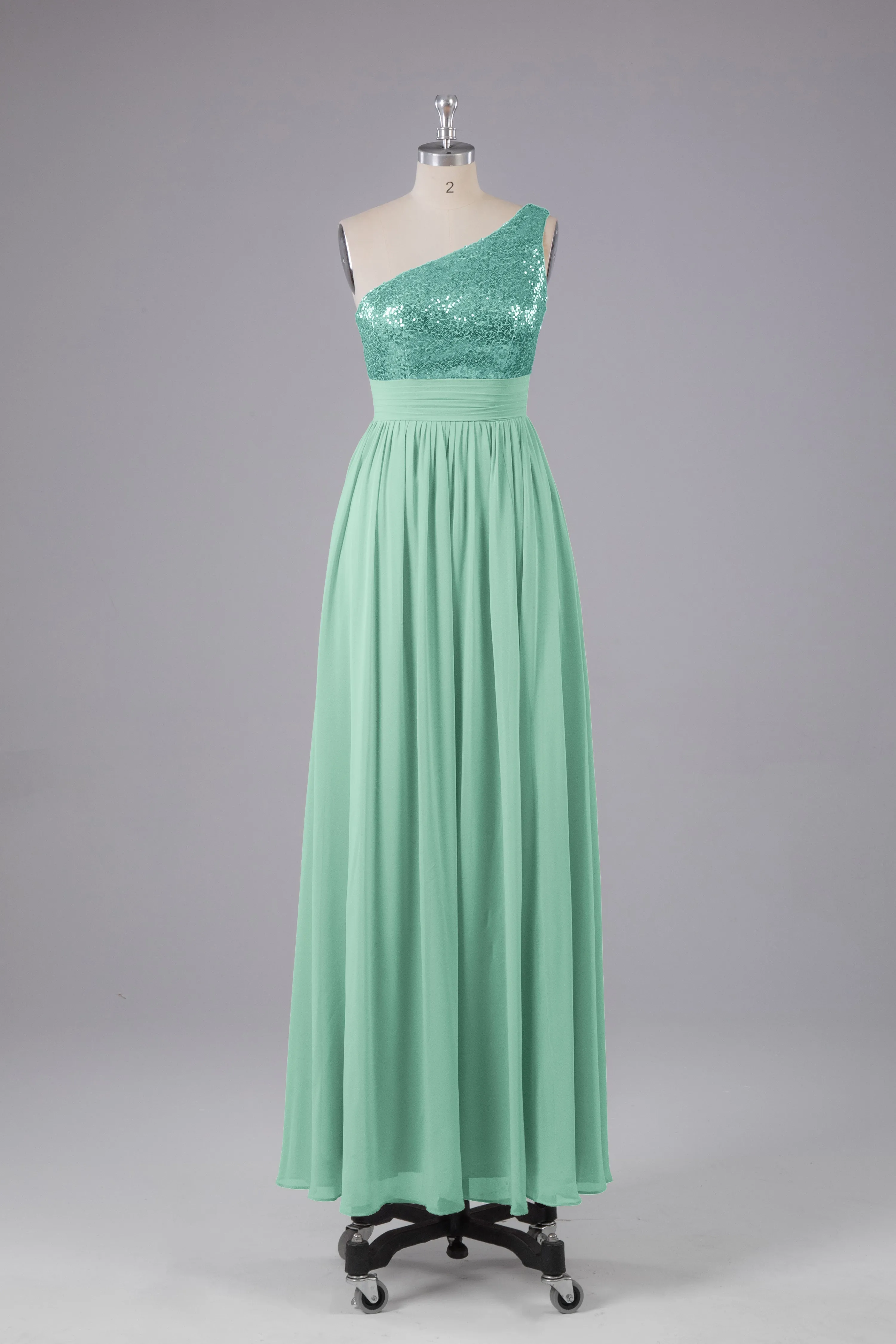 Beautiful  Sequins One-Shoulder Bridesmaid Dress with Pockets