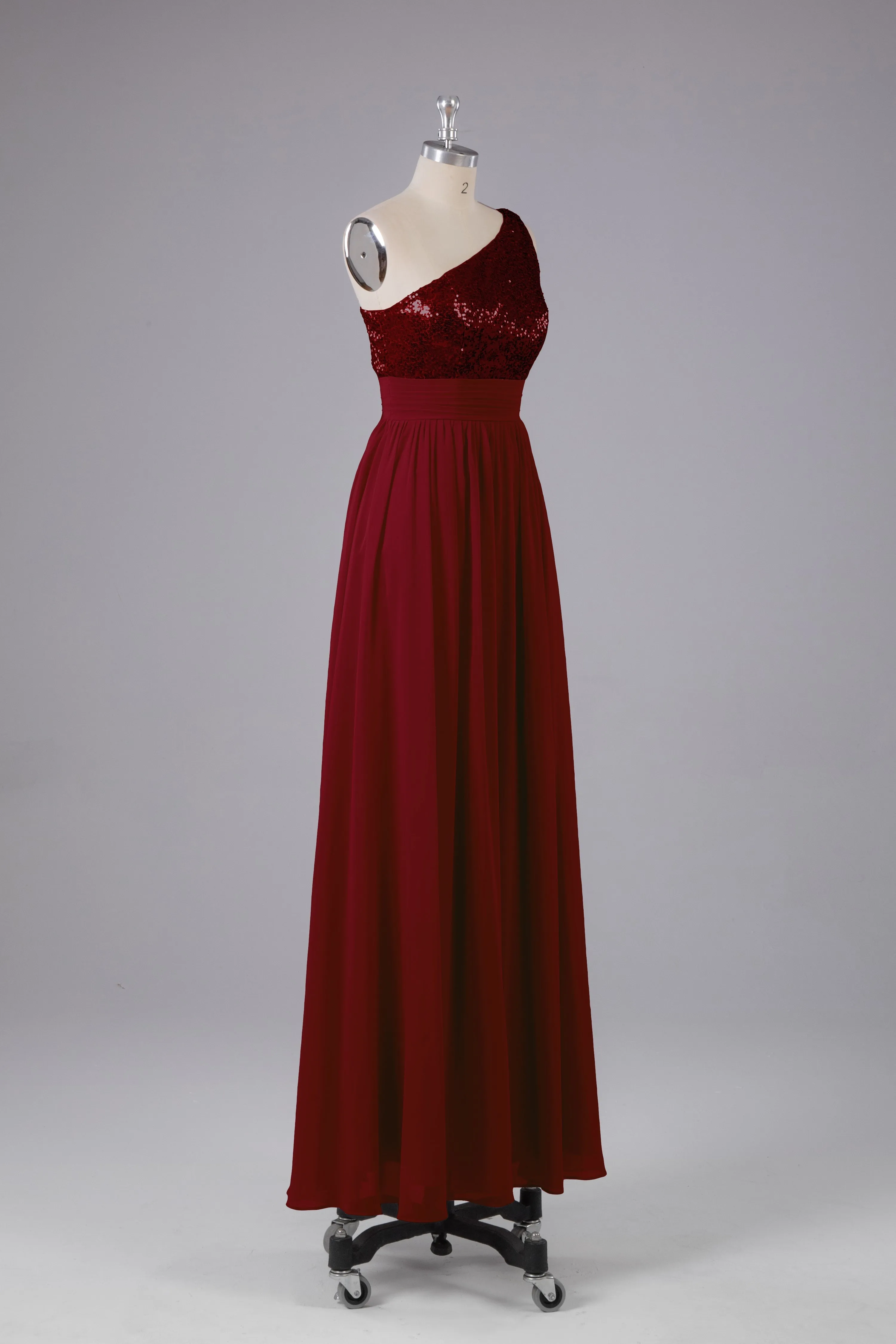 Beautiful  Sequins One-Shoulder Bridesmaid Dress with Pockets