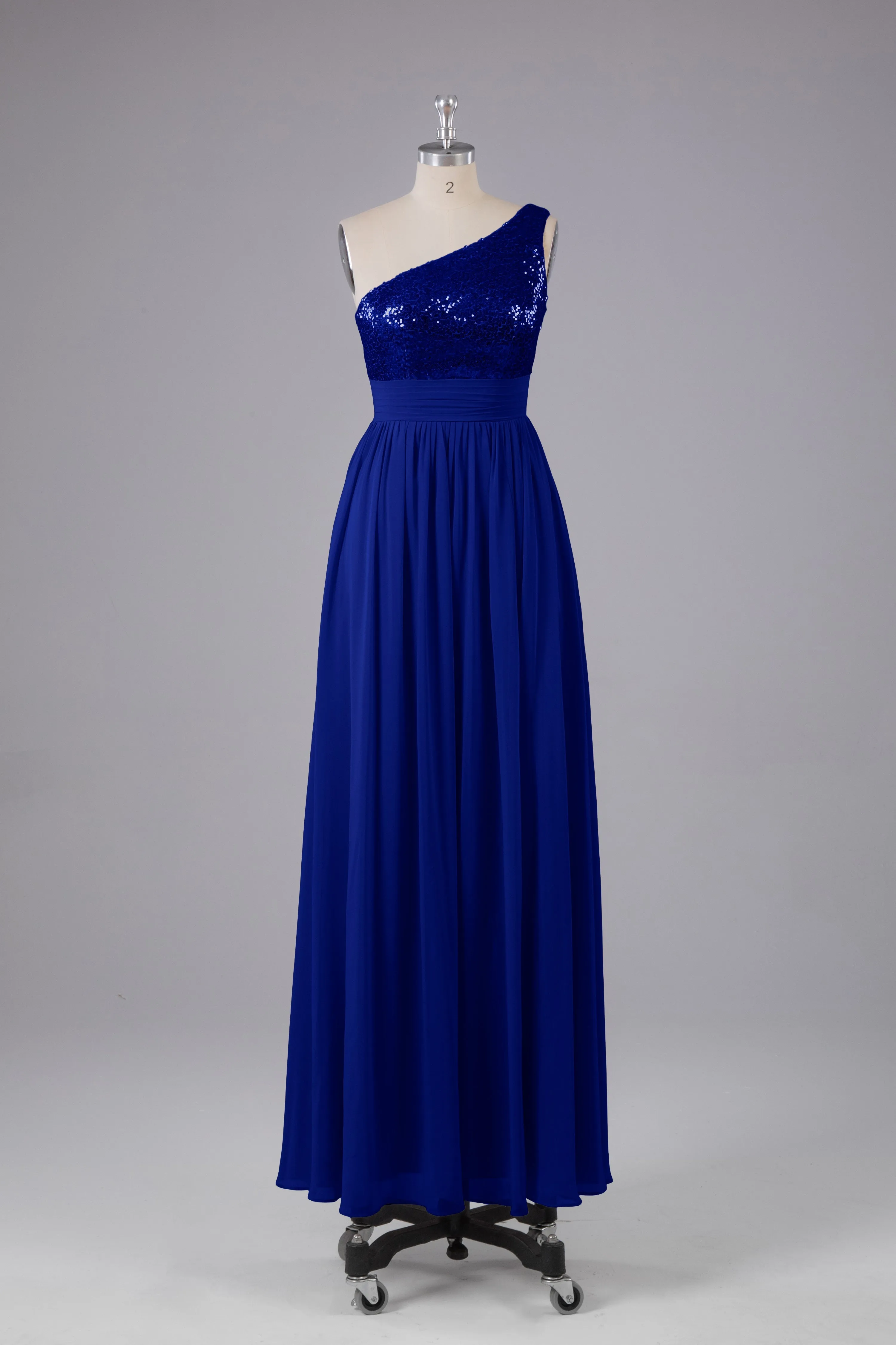 Beautiful  Sequins One-Shoulder Bridesmaid Dress with Pockets