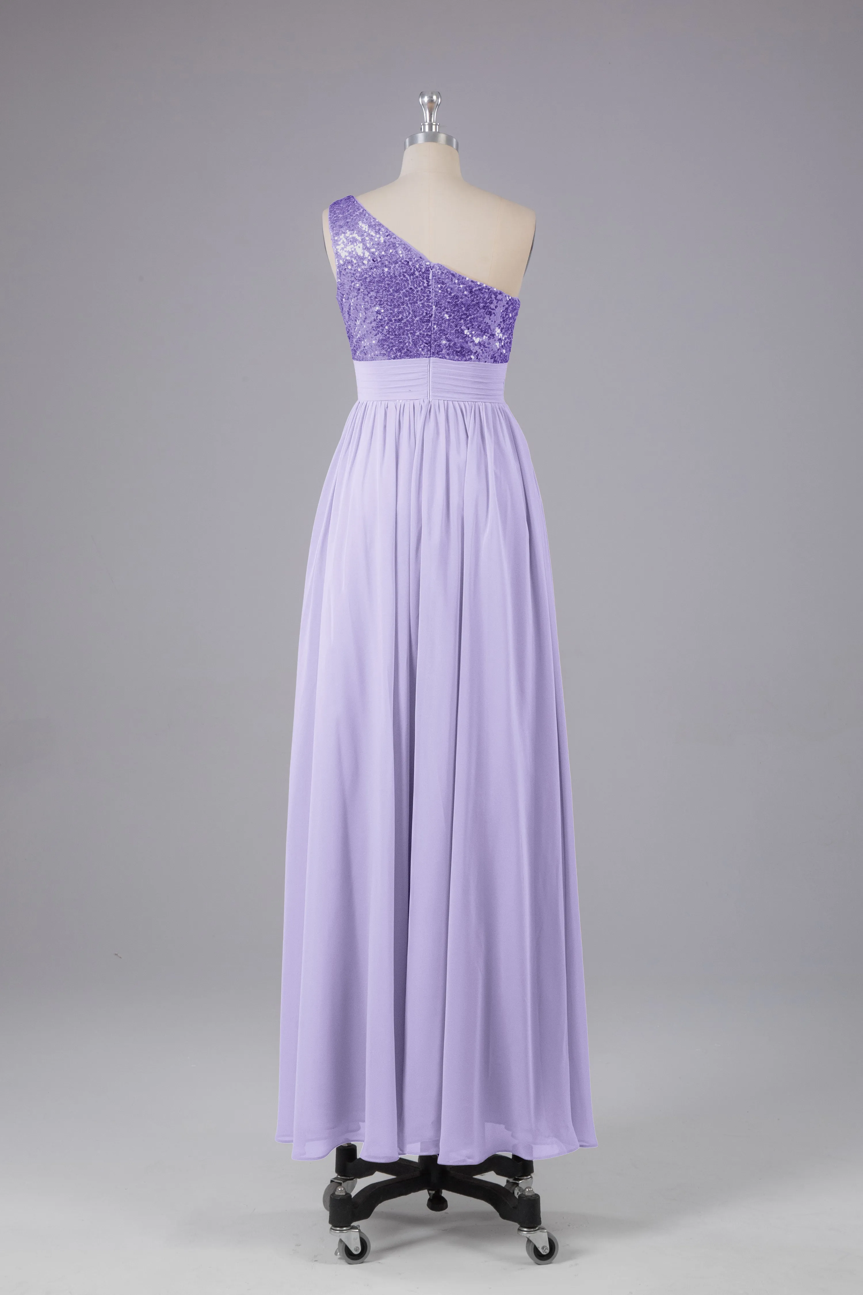 Beautiful  Sequins One-Shoulder Bridesmaid Dress with Pockets