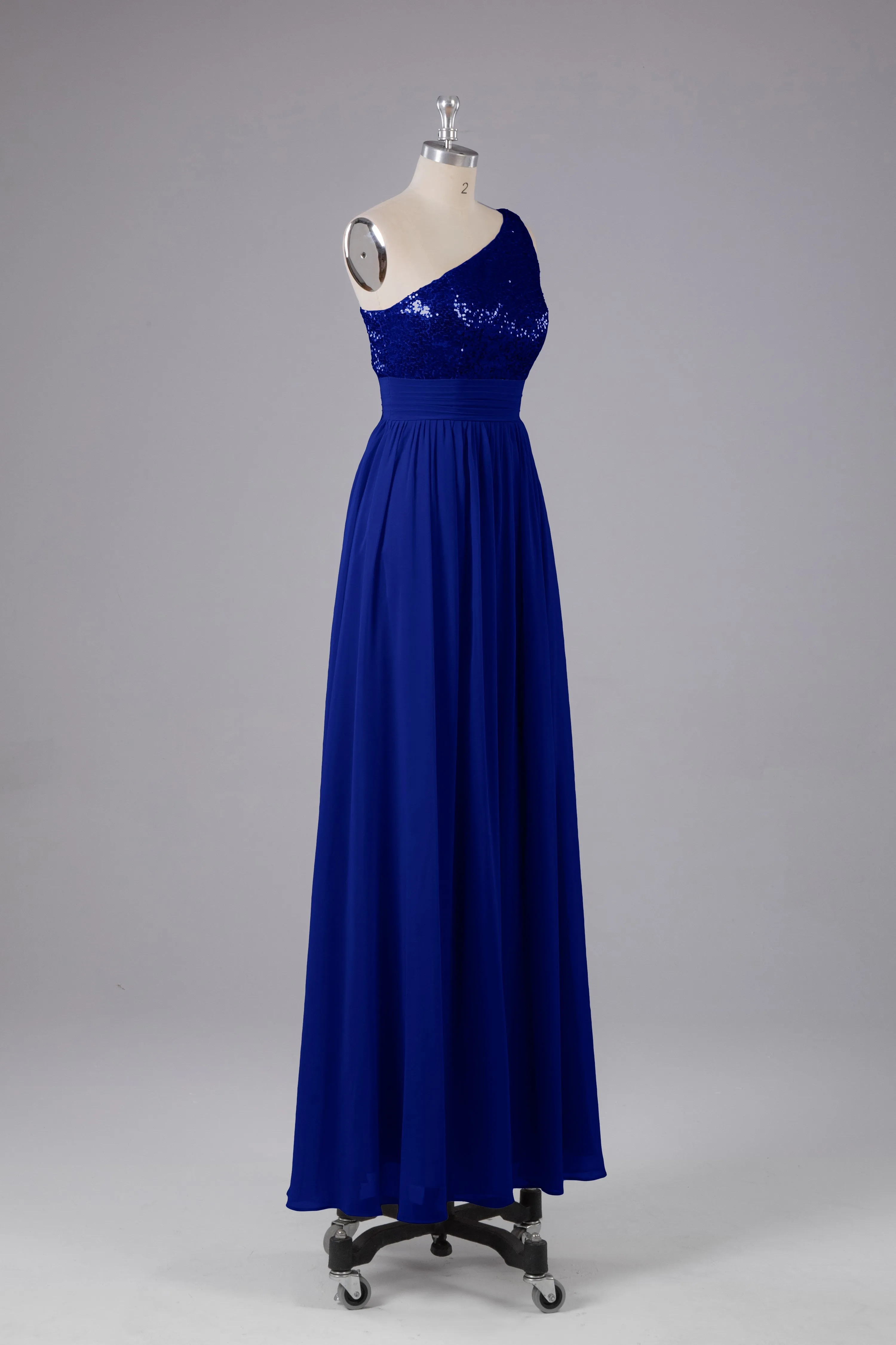 Beautiful  Sequins One-Shoulder Bridesmaid Dress with Pockets