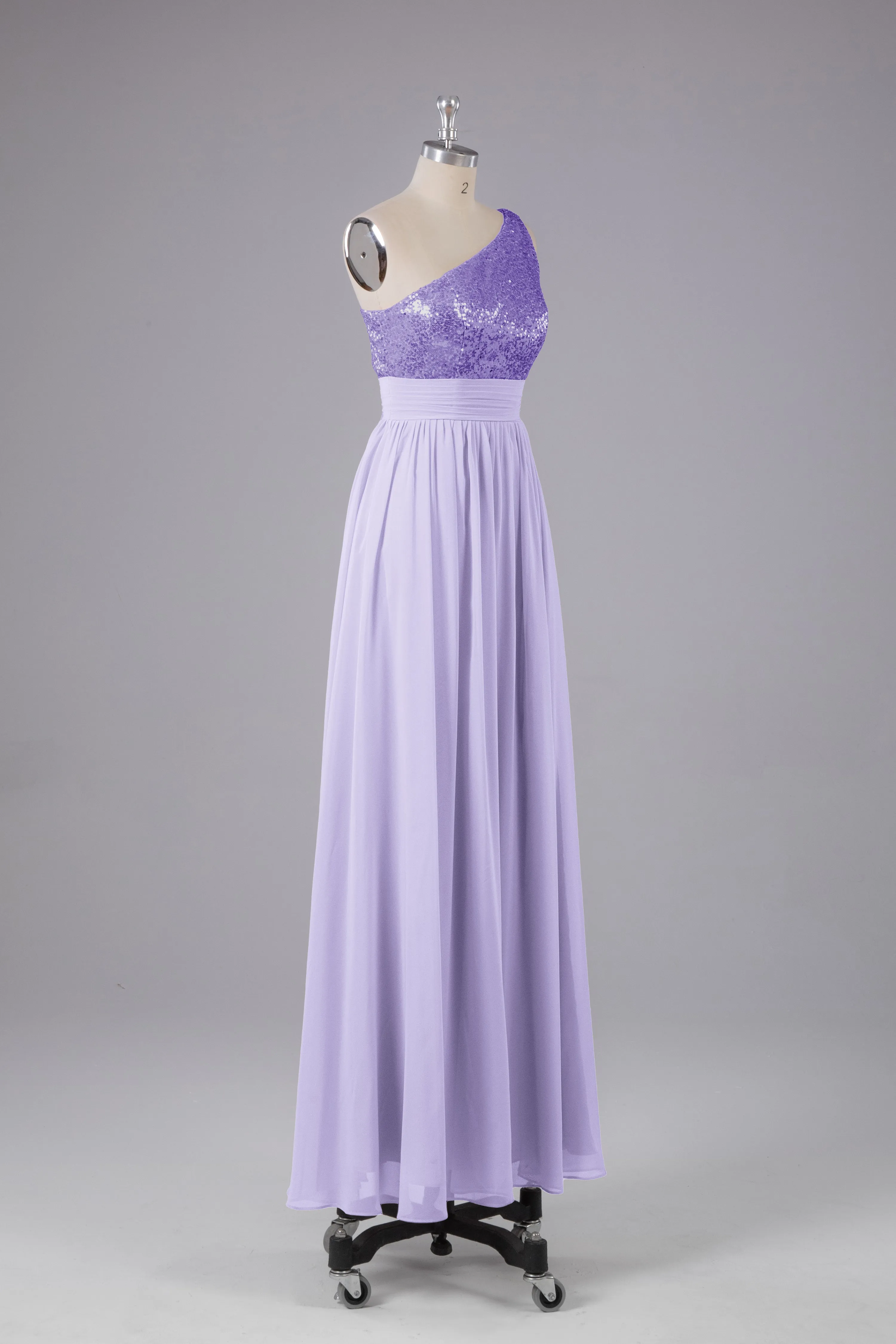 Beautiful  Sequins One-Shoulder Bridesmaid Dress with Pockets