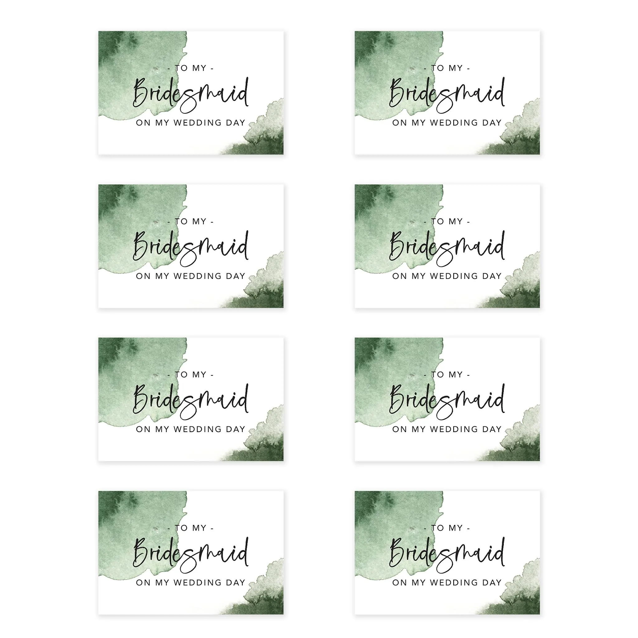 Bridesmaid Wedding Day Gift Cards with Envelopes, To My Bridesmaid on My Wedding Day Cards