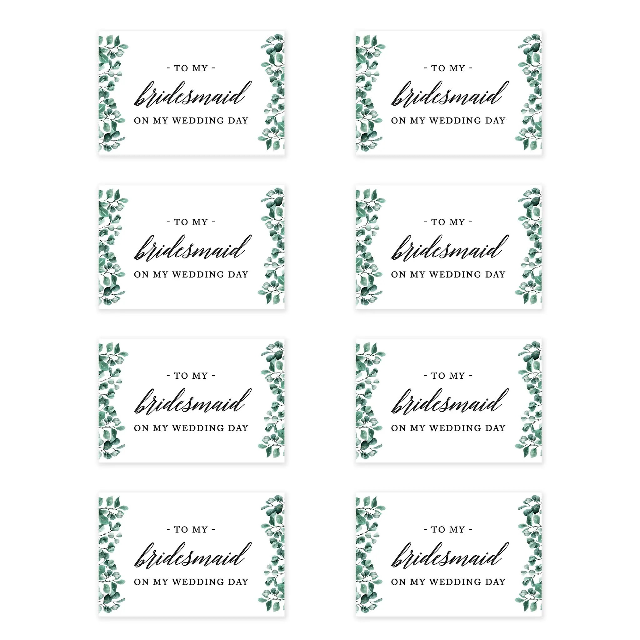 Bridesmaid Wedding Day Gift Cards with Envelopes, To My Bridesmaid on My Wedding Day Cards