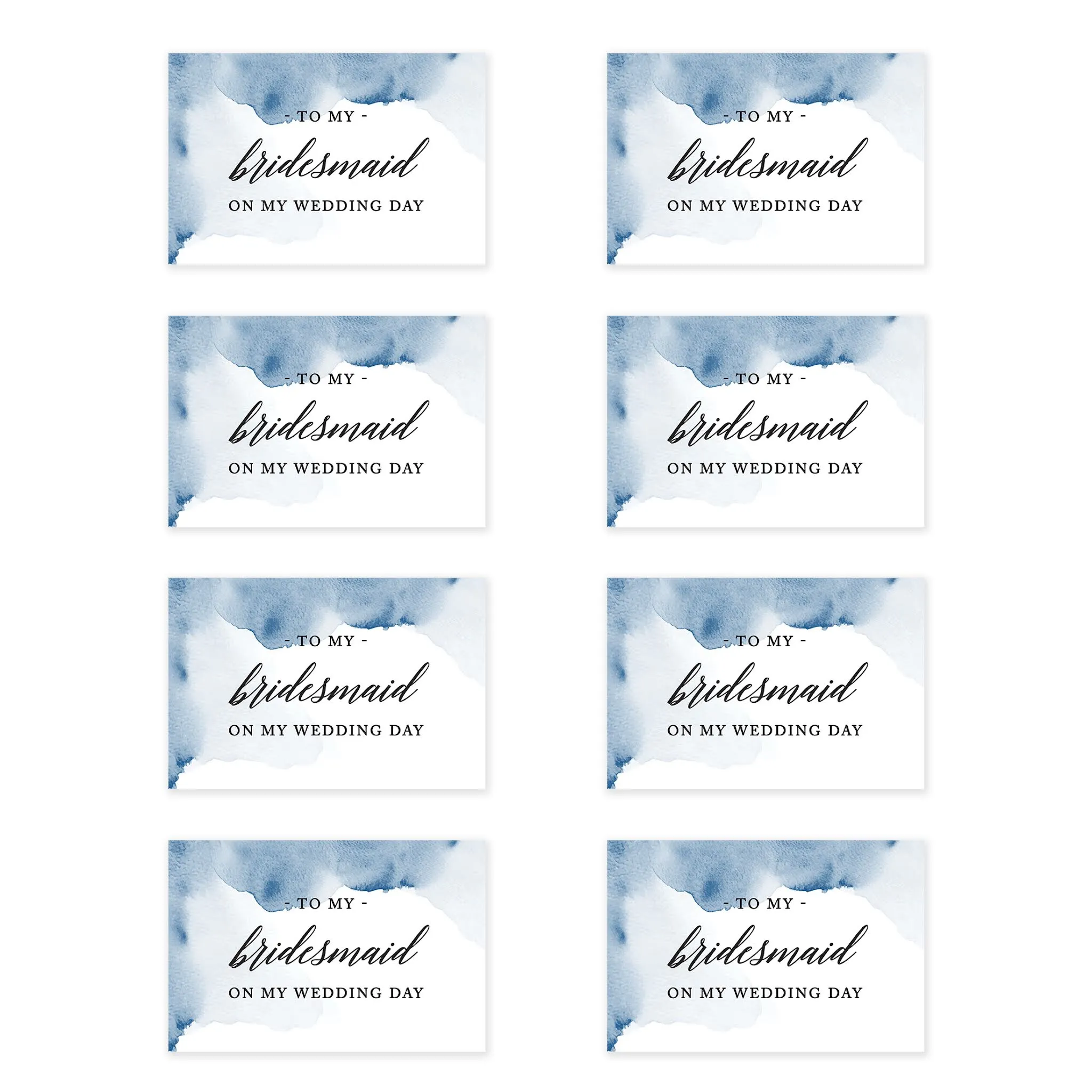 Bridesmaid Wedding Day Gift Cards with Envelopes, To My Bridesmaid on My Wedding Day Cards