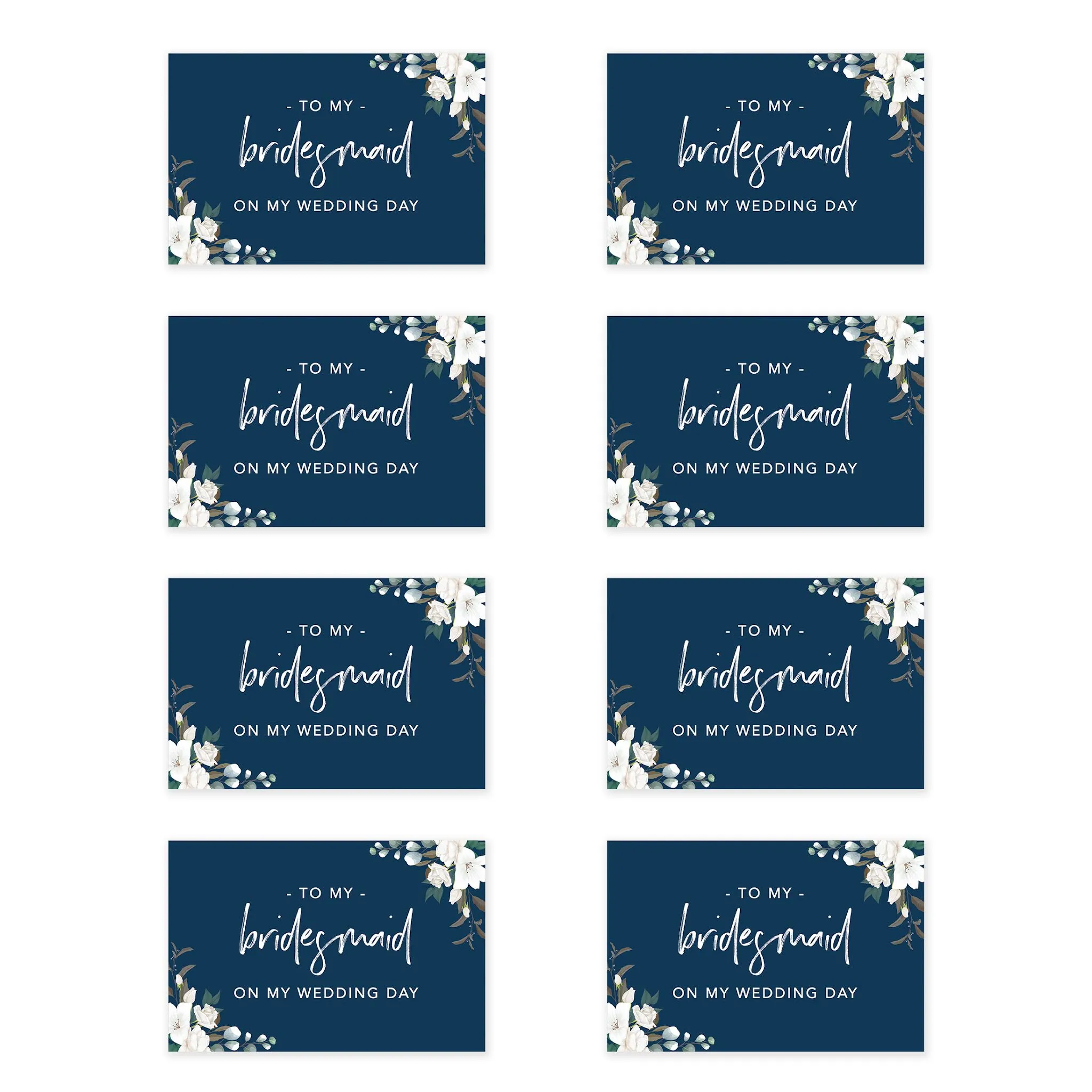 Bridesmaid Wedding Day Gift Cards with Envelopes, To My Bridesmaid on My Wedding Day Cards