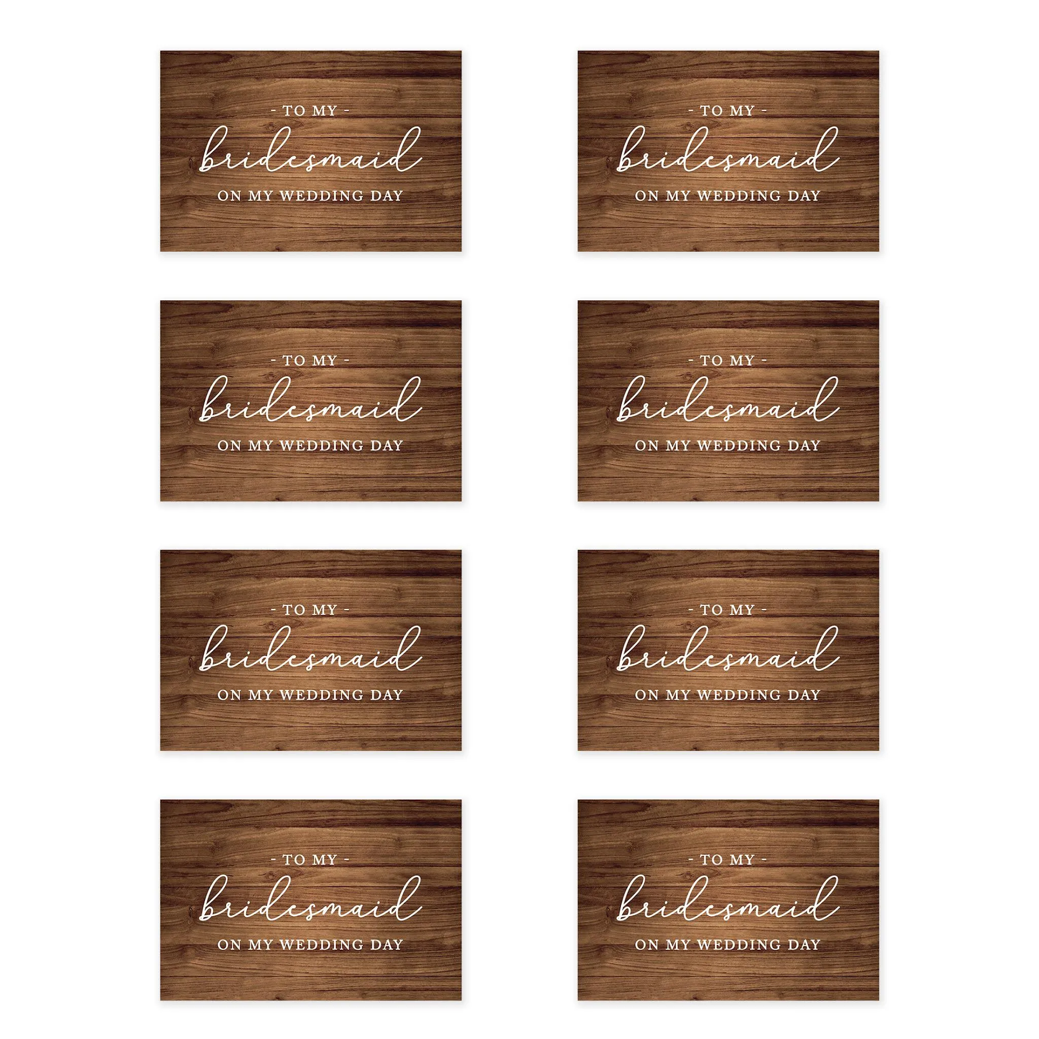 Bridesmaid Wedding Day Gift Cards with Envelopes, To My Bridesmaid on My Wedding Day Cards