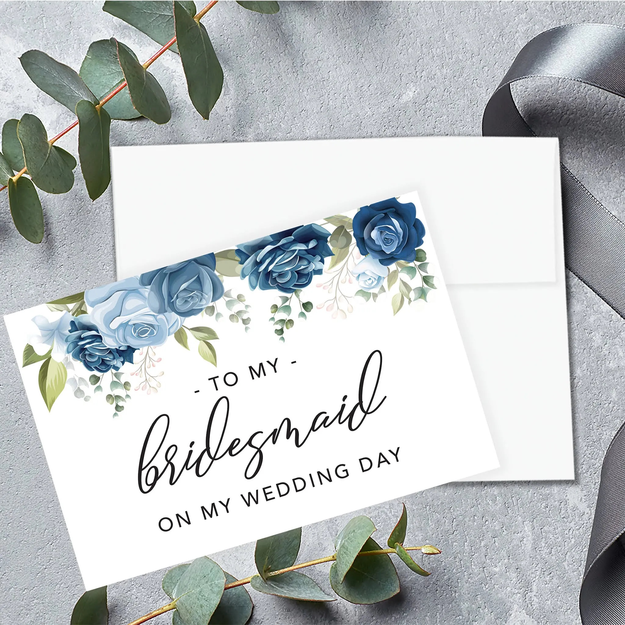 Bridesmaid Wedding Day Gift Cards with Envelopes, To My Bridesmaid on My Wedding Day Cards