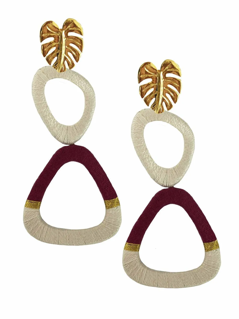 Burgundy Geometric Earrings