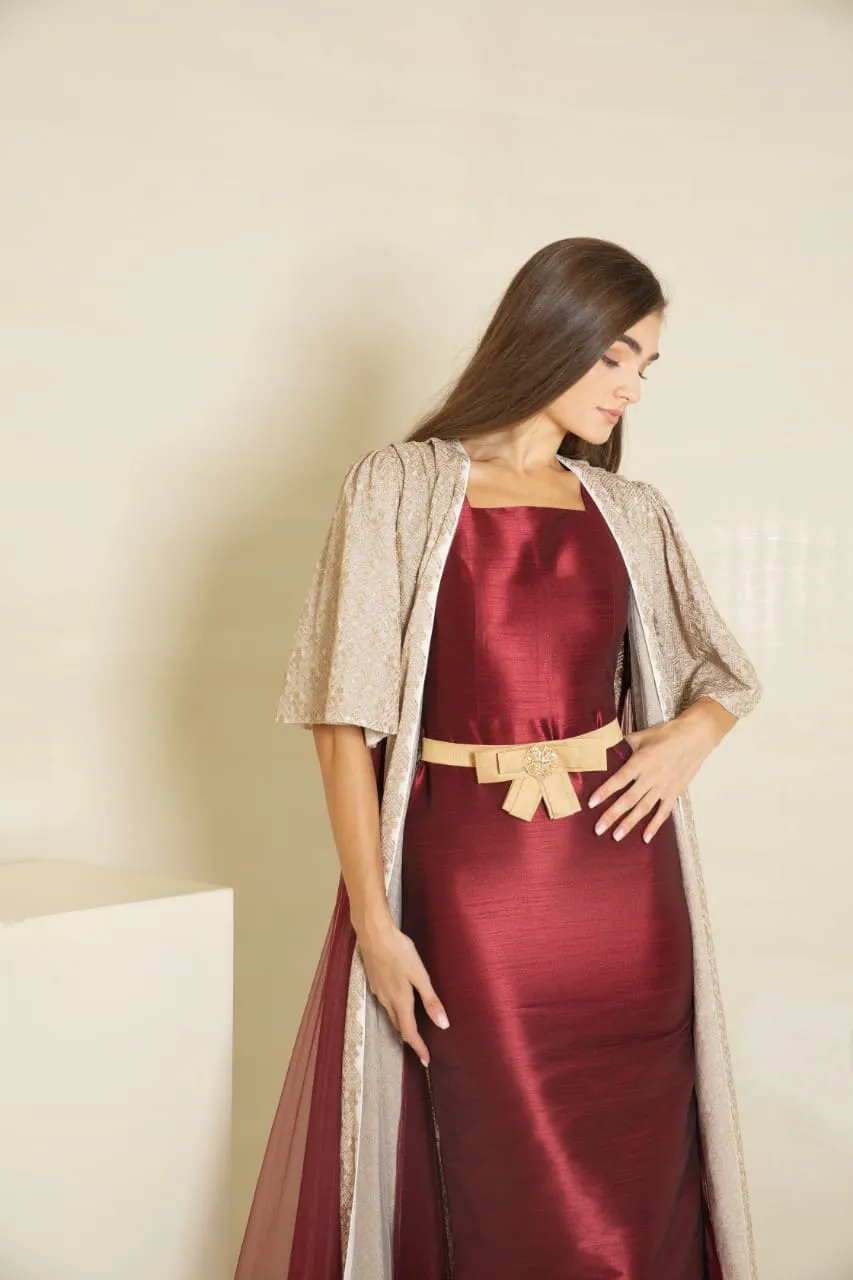 Burgundy Gold Dress