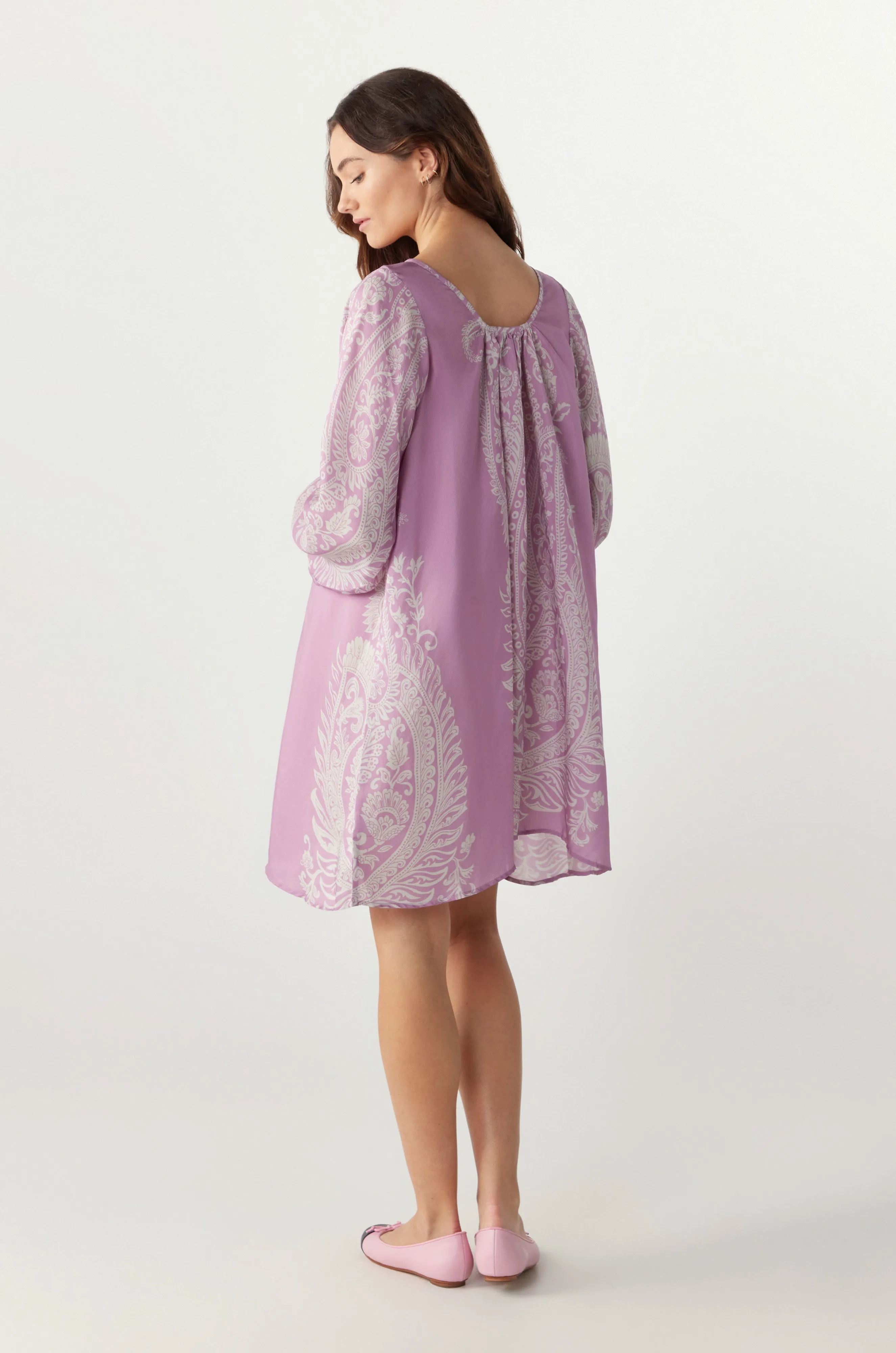 BY Anu Scoop neck Paisley Silk dress Lilac