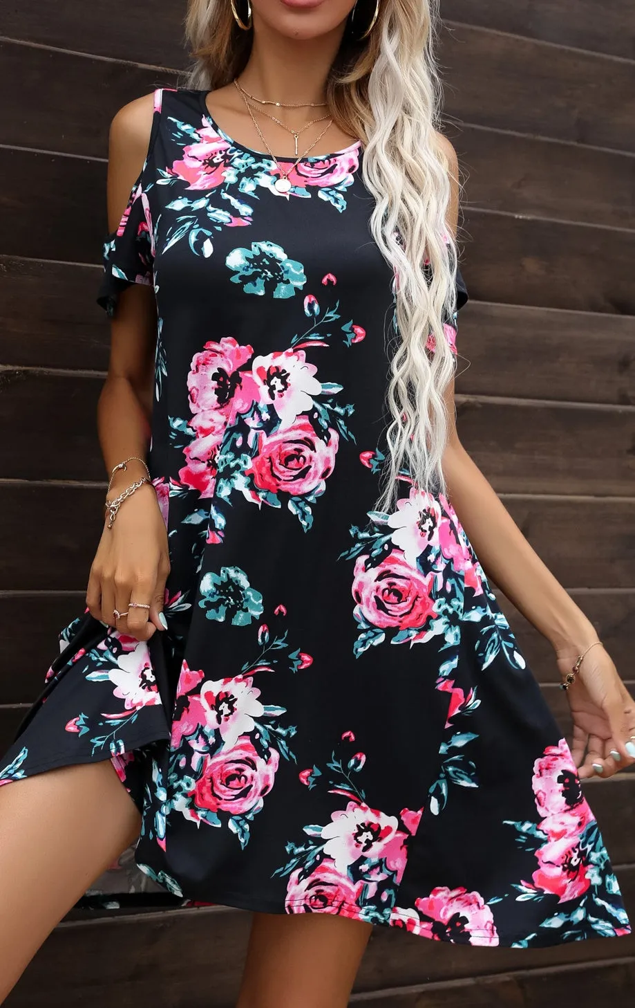 Can't Stop Me Cold-Shoulder Dress