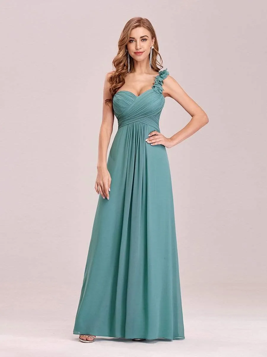 Chiffon One Shoulder Maxi Long Bridesmaid Dresses for Women