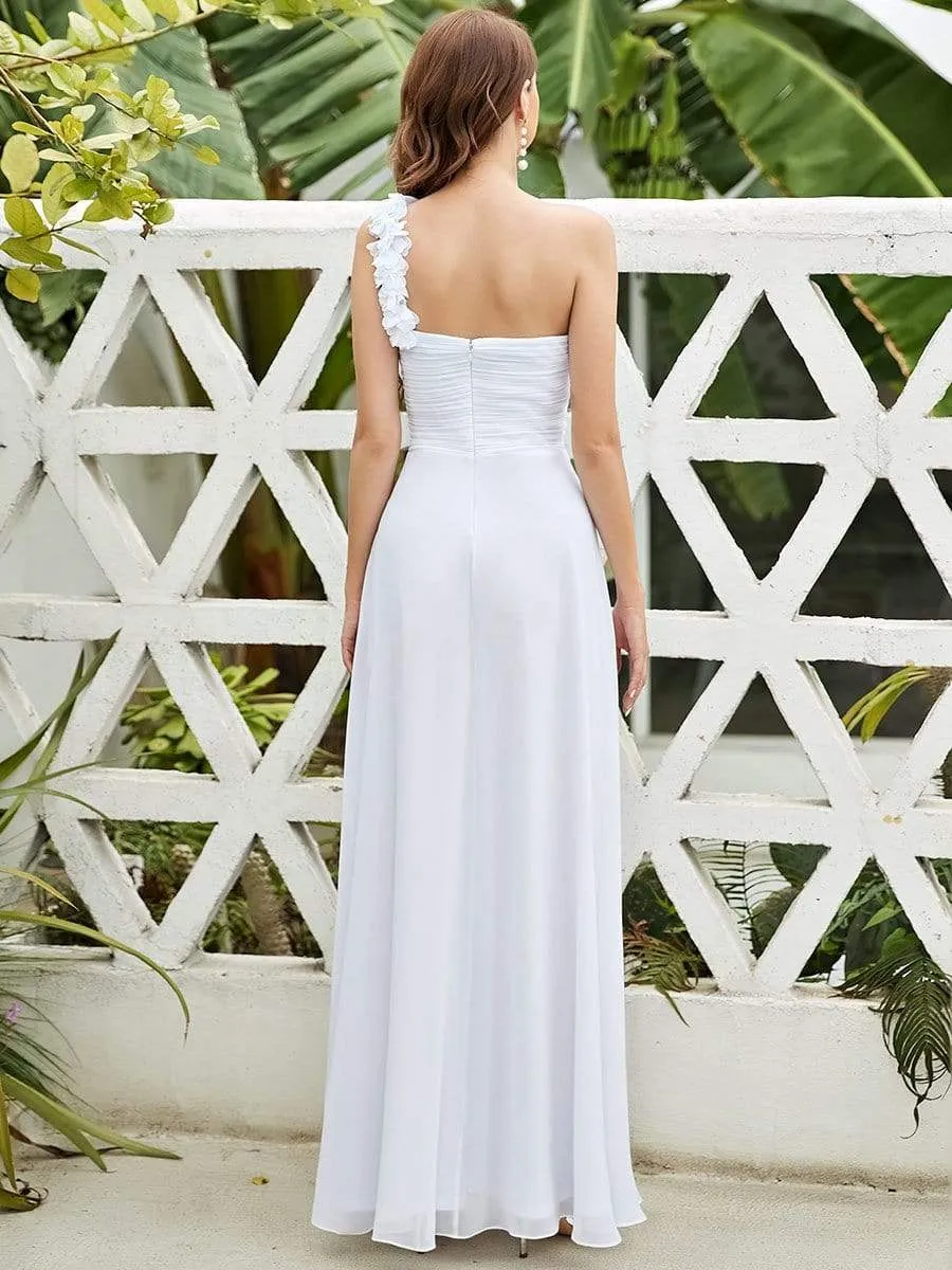 Chiffon One Shoulder Maxi Long Bridesmaid Dresses for Women