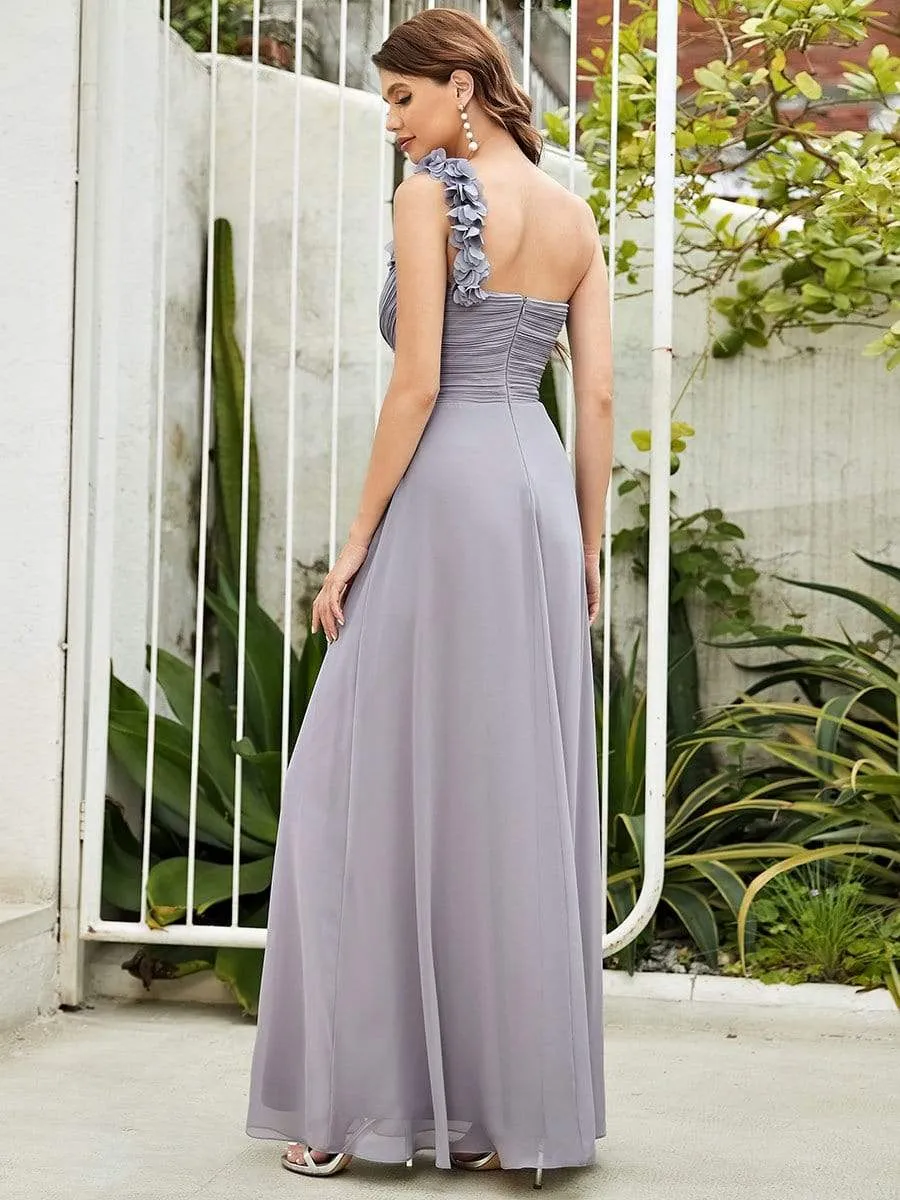 Chiffon One Shoulder Maxi Long Bridesmaid Dresses for Women