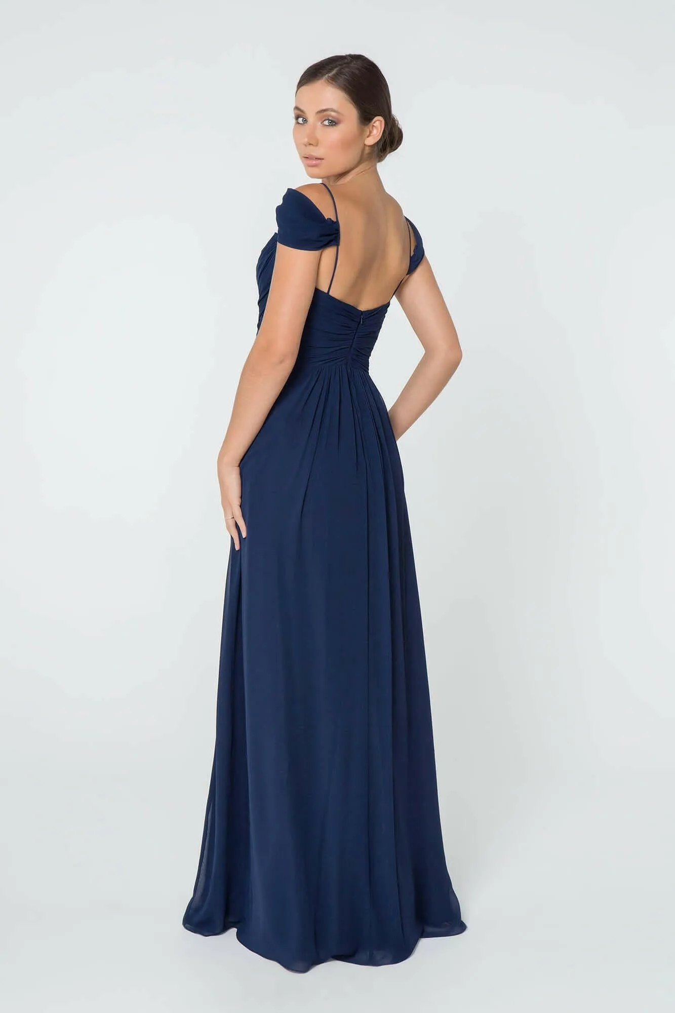 Chiffon Ruched Sweetheart Long Bridesmaid Dress GLGL2824