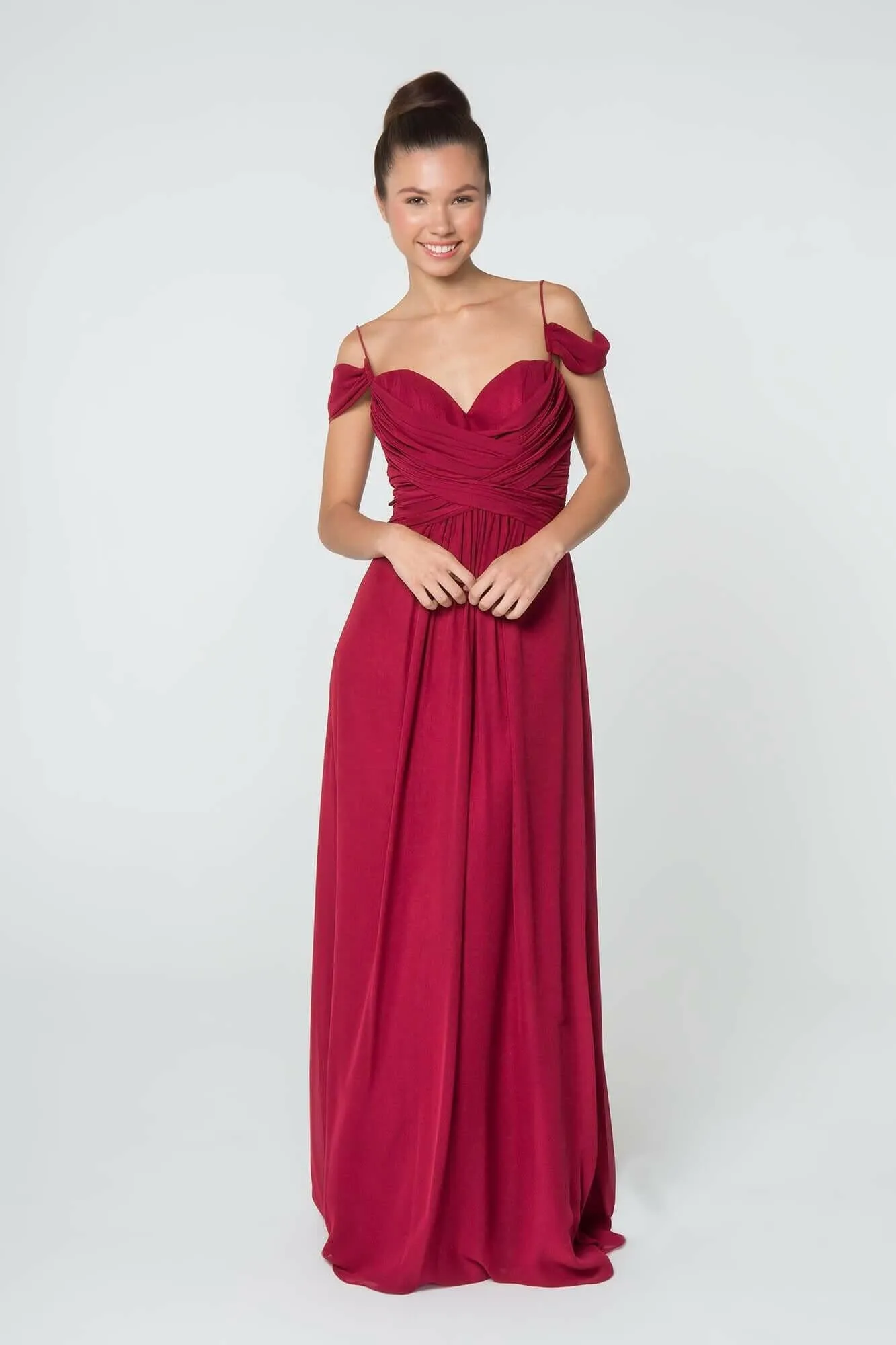 Chiffon Ruched Sweetheart Long Bridesmaid Dress GLGL2824