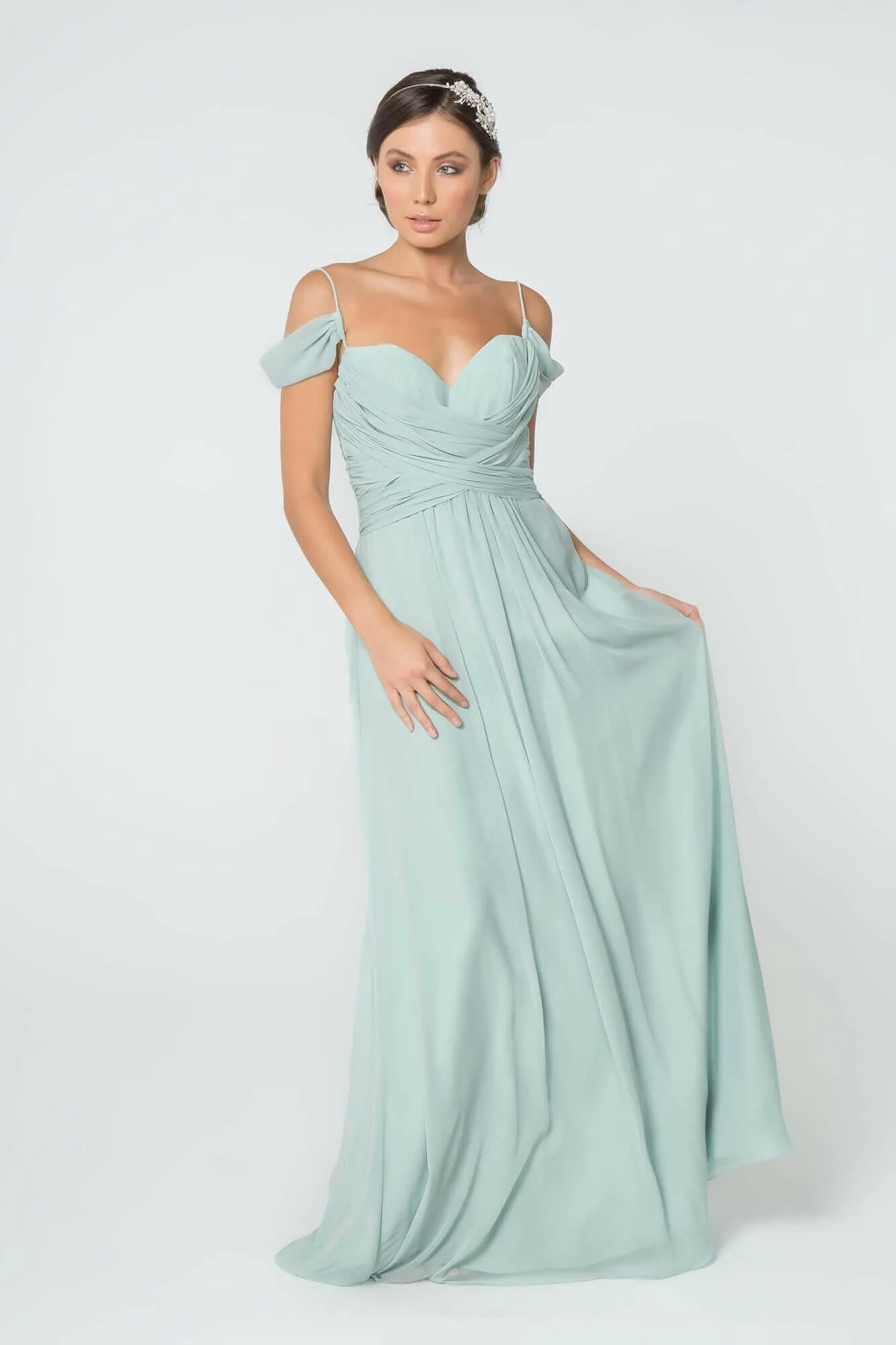 Chiffon Ruched Sweetheart Long Bridesmaid Dress GLGL2824