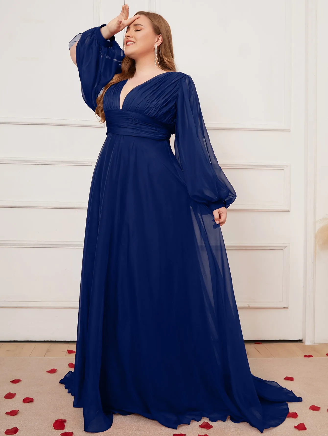 Copy of Women Plus Size Floral Lace Hi-Low Chiffon Bridesmaid Dresses