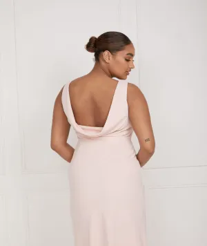 Cowl Back Crepe Bridesmaid Dress - Blush