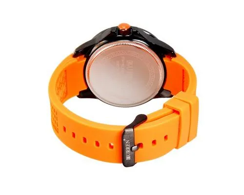 CURREN Metallic Case Silicone Wrist Band Boys Watch