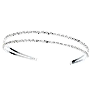 Double Row Crystal Covered Headband in Luminous Silver Plating