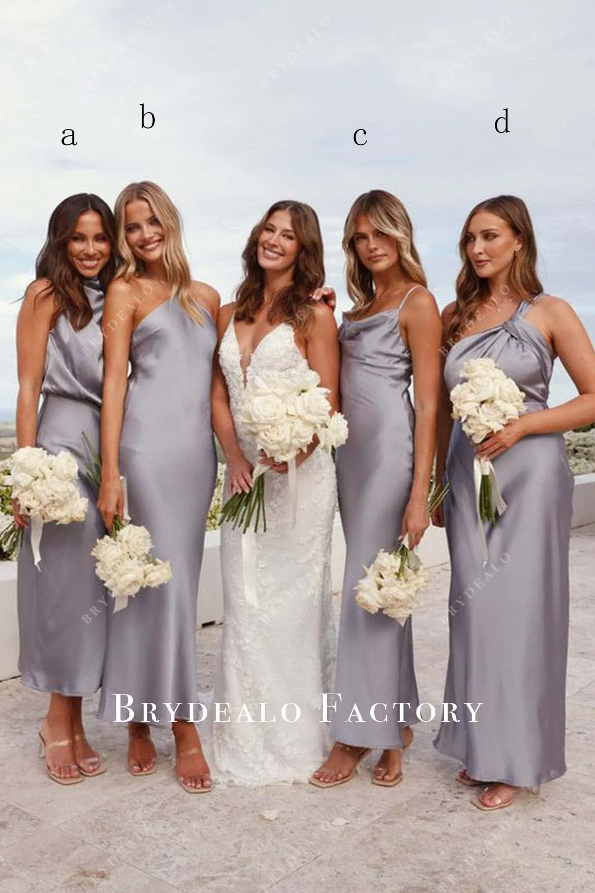 Dusty Lavender Charmeuse Mismatched Bridesmaid Dresses