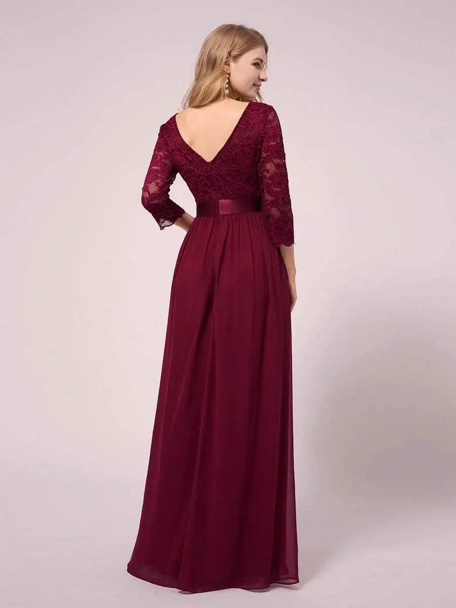 Full-sleeves Lace Bodice Maxi Maternity Dress