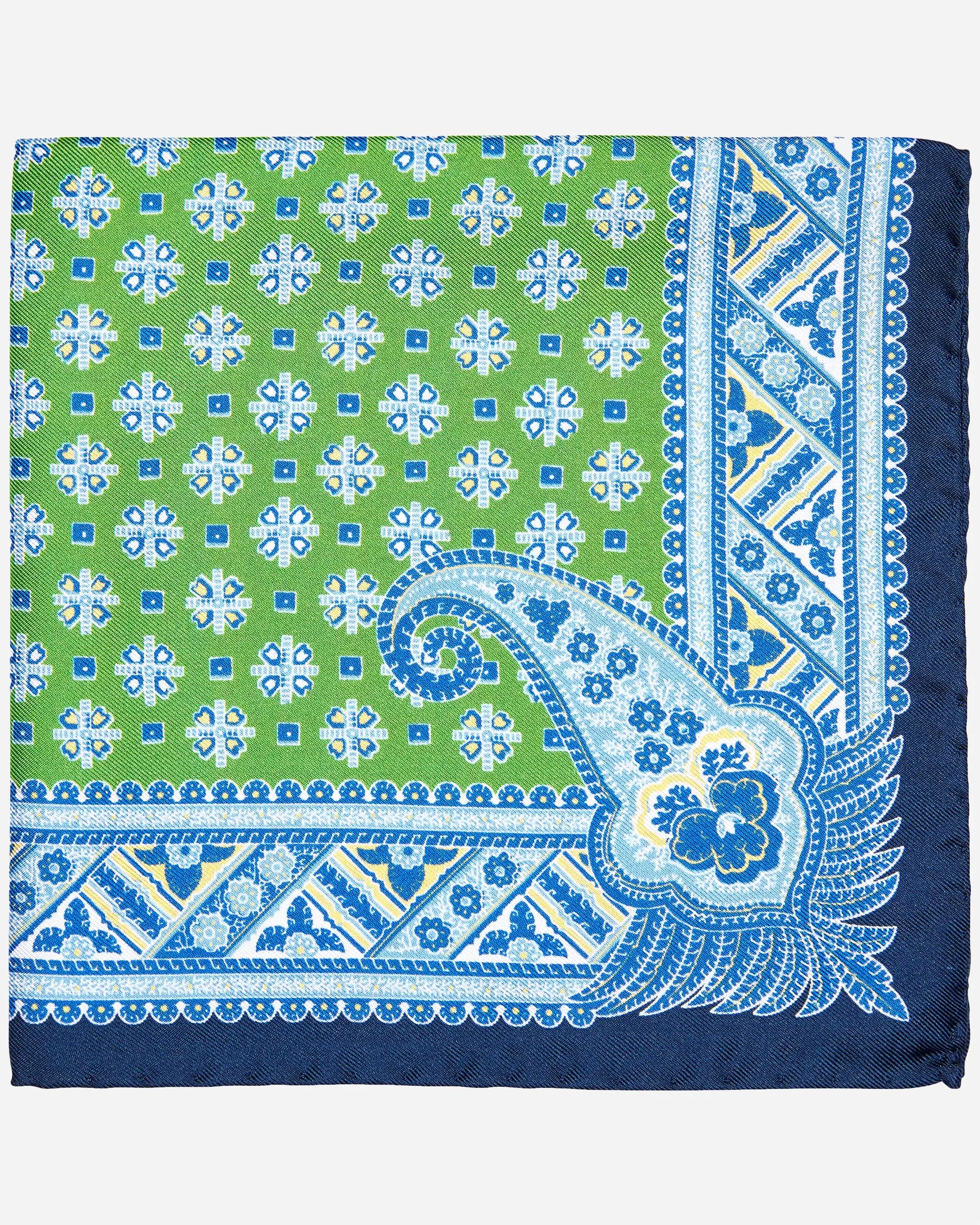 Green & Blue Printed Pocket Square