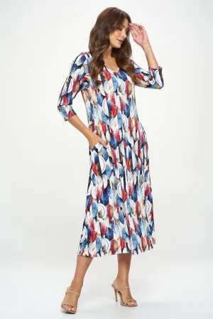 HIT V-Neck Long Dress W/Pocket-7085HT-QRP1-K-W429