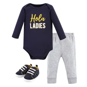 Hudson Baby Cotton Bodysuit, Pant and Shoe Set, Hola Ladies Long Sleeve