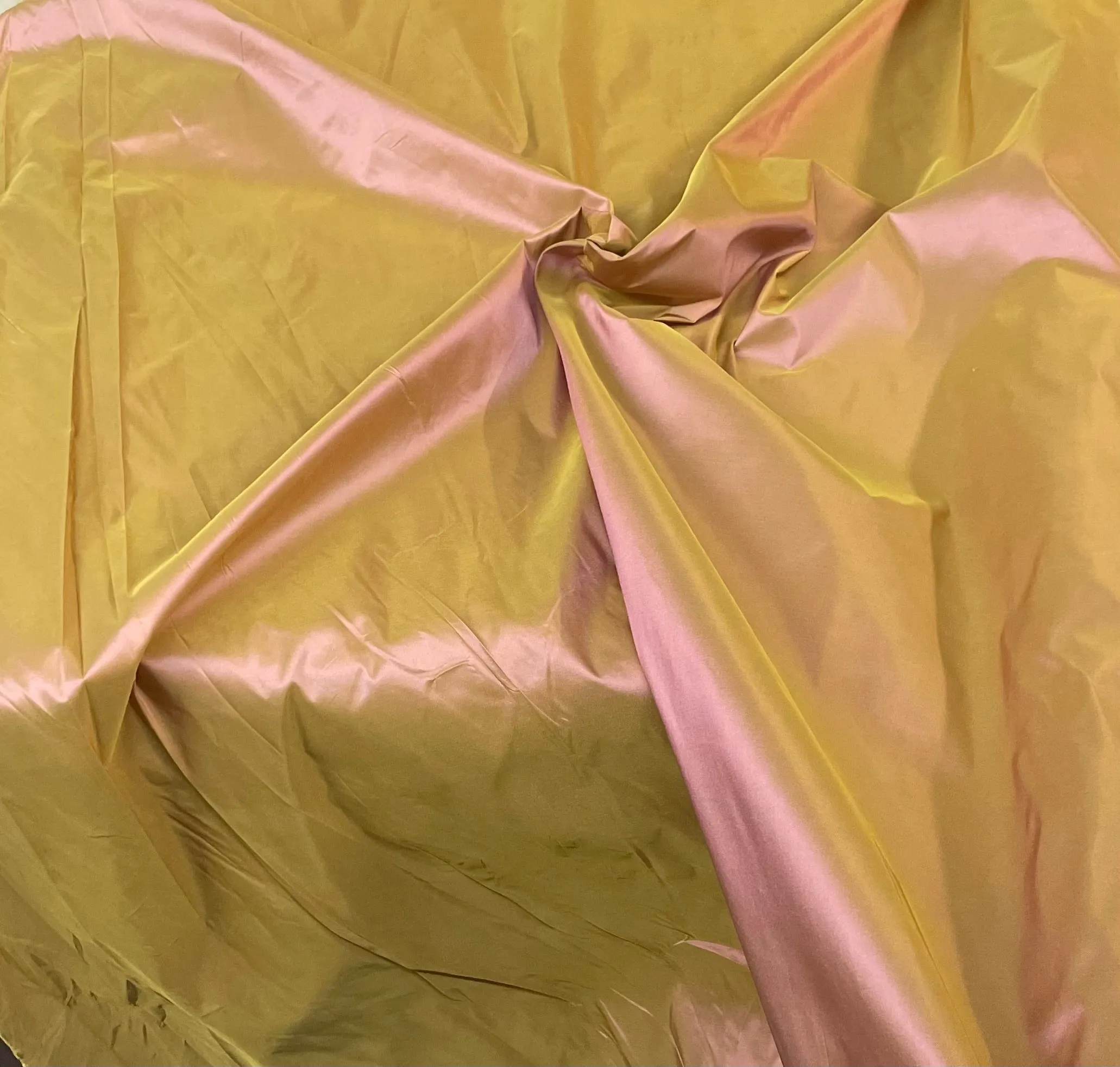 Iridescent Silk Taffeta Wide - Pink & Yellow