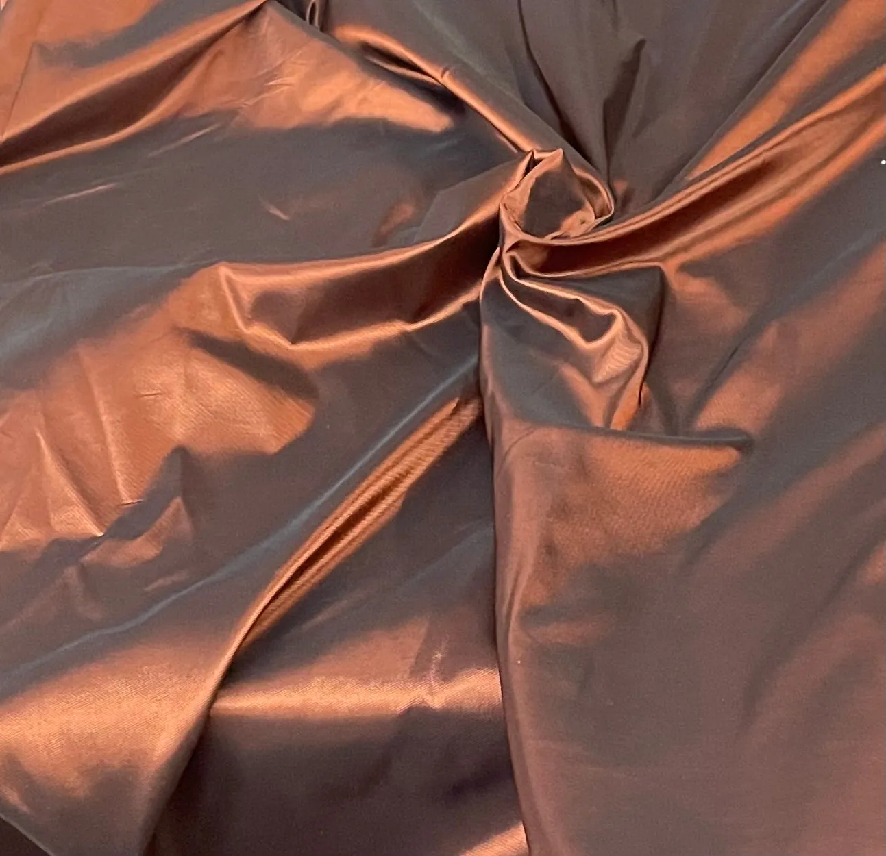 Iridescent Twill Silk Taffeta Wide - Copper & Navy Blue