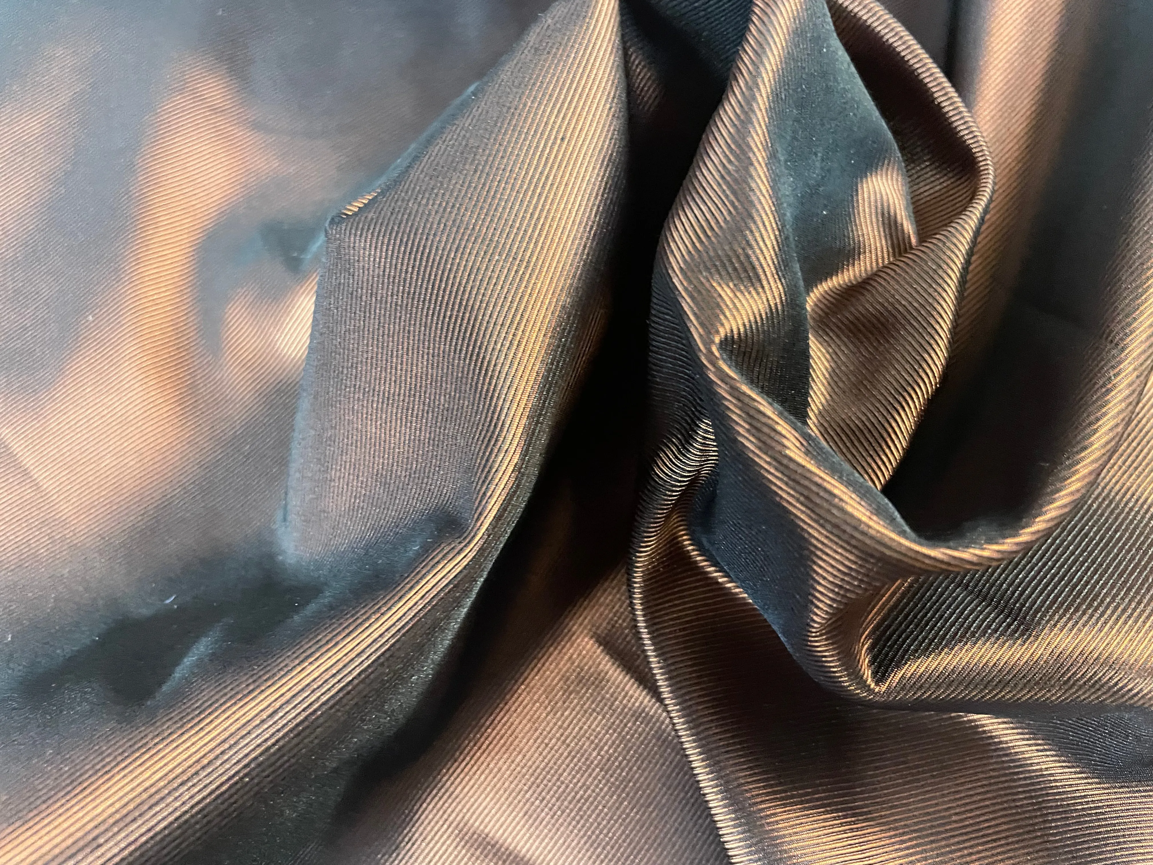 Iridescent Twill Silk Taffeta Wide - Copper & Navy Blue