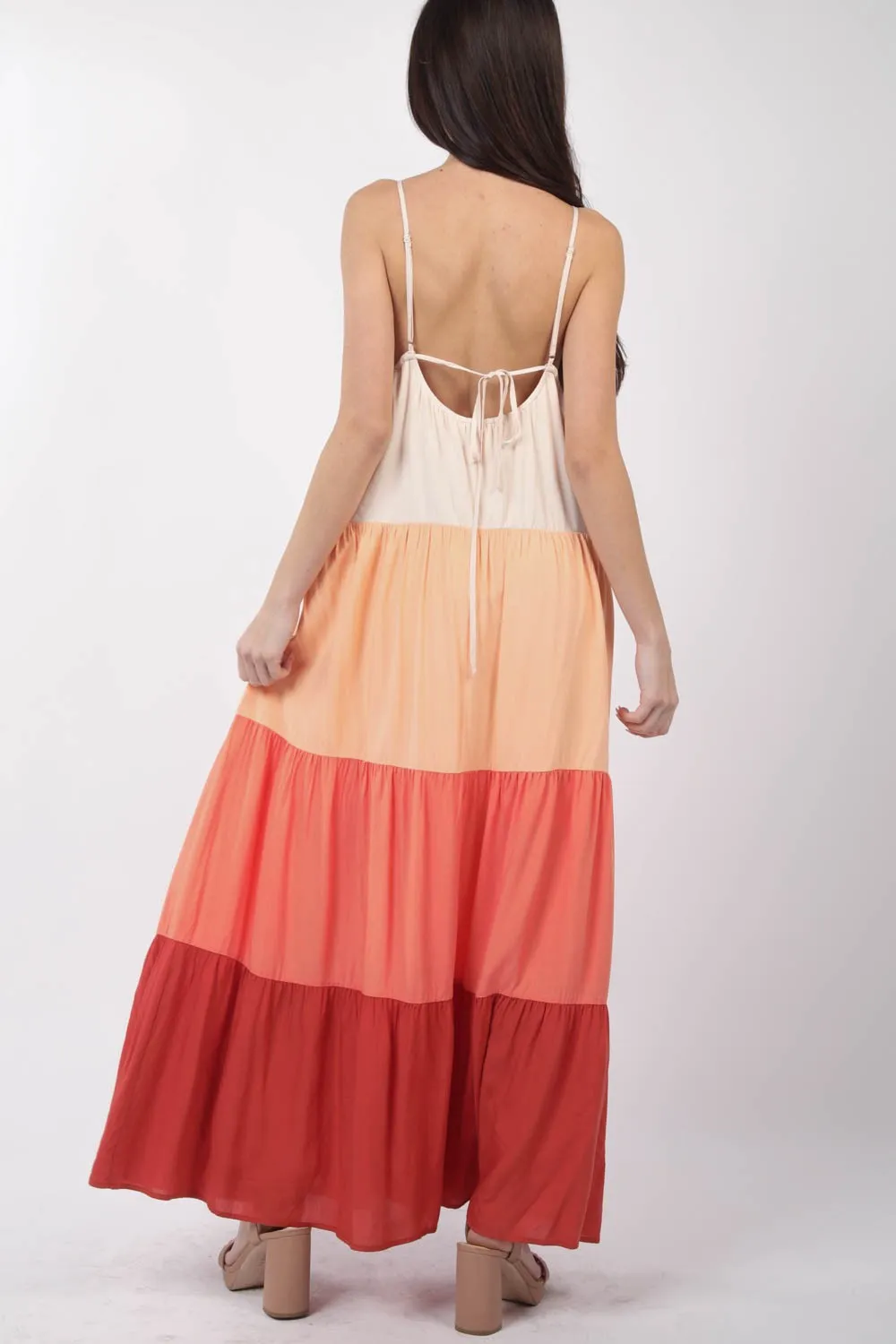 Jenni Color Block Tiered Maxi Cami Dress