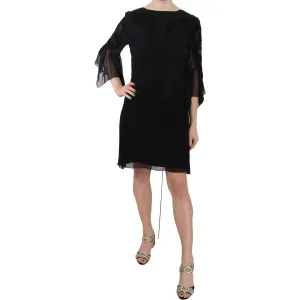 John Richmond Elegant Black Sequined Silk Mini Dress