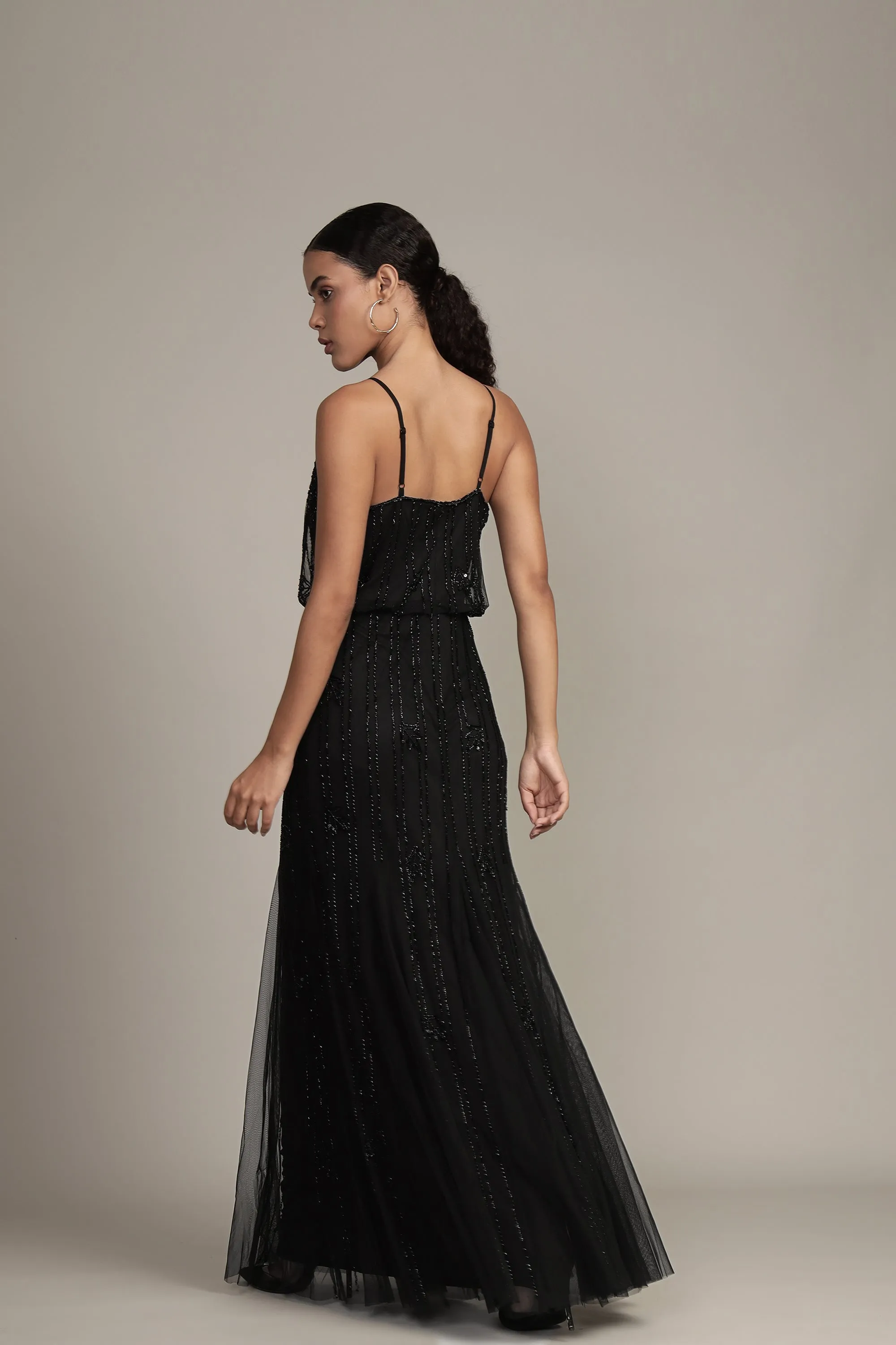 Keeva Black Beaded Maxi Dress