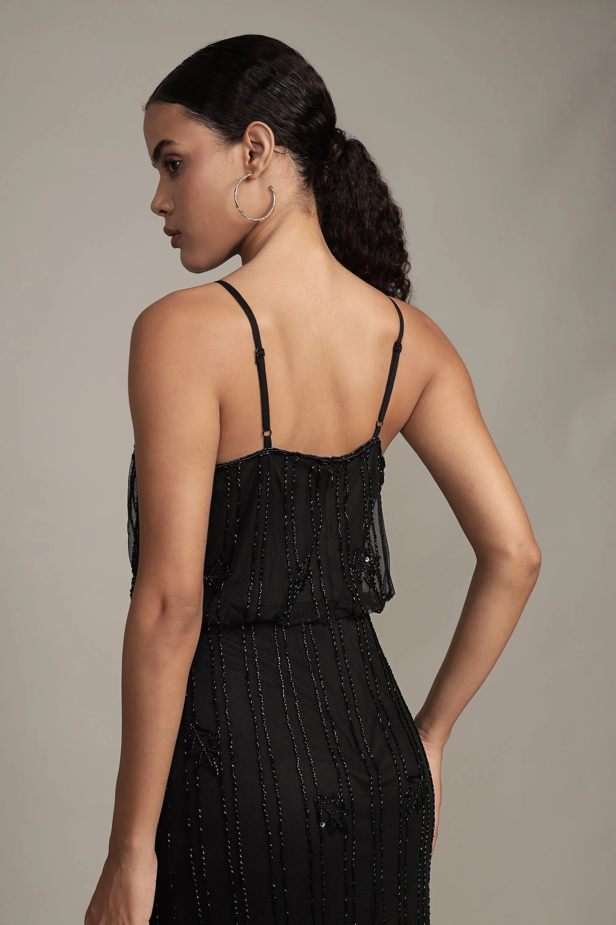 Keeva Black Beaded Maxi Dress