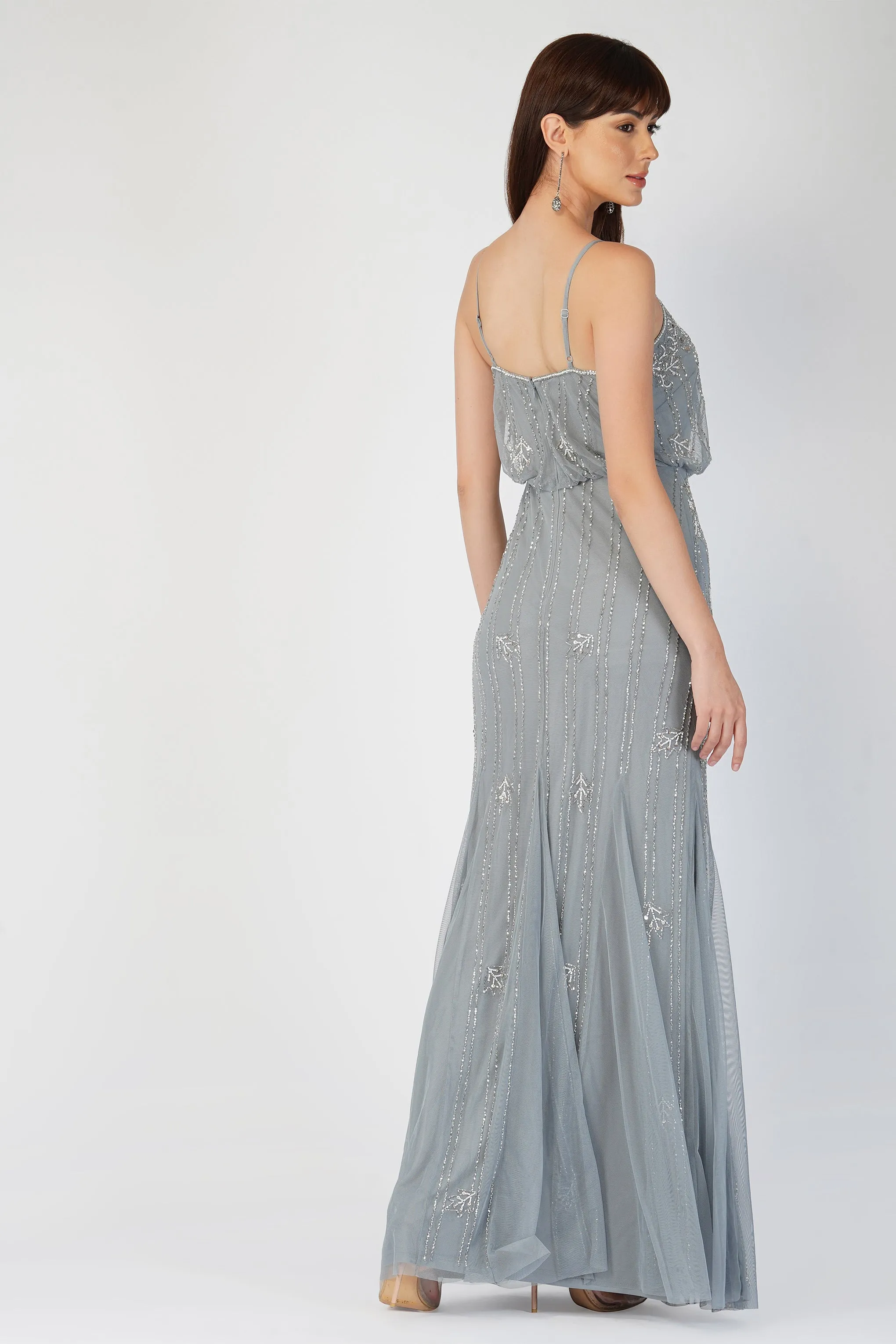 Keeva Blue Grey Bridesmaid Dress