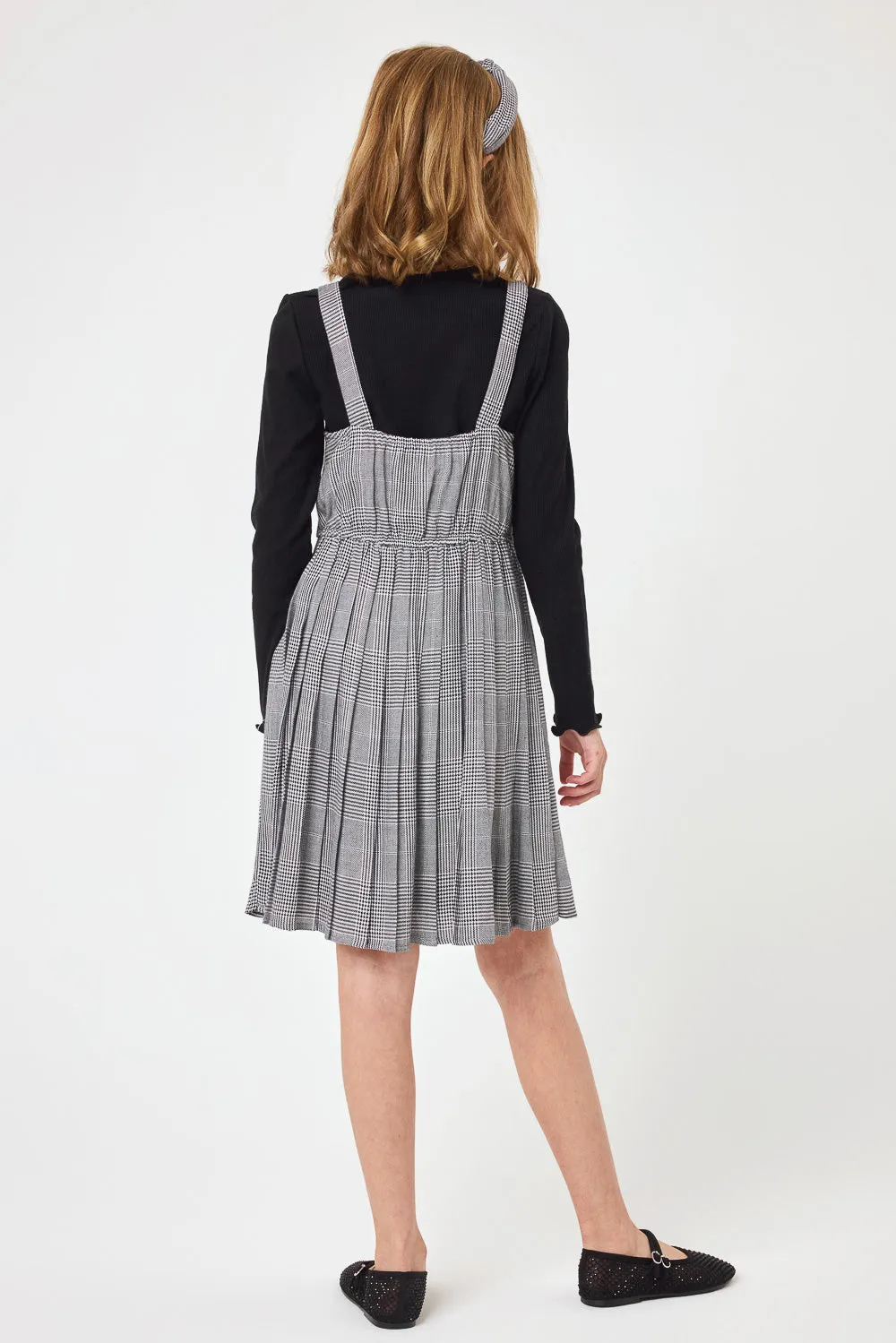 Kids Black Pleated Twofer Dress