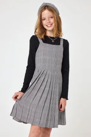 Kids Black Pleated Twofer Dress